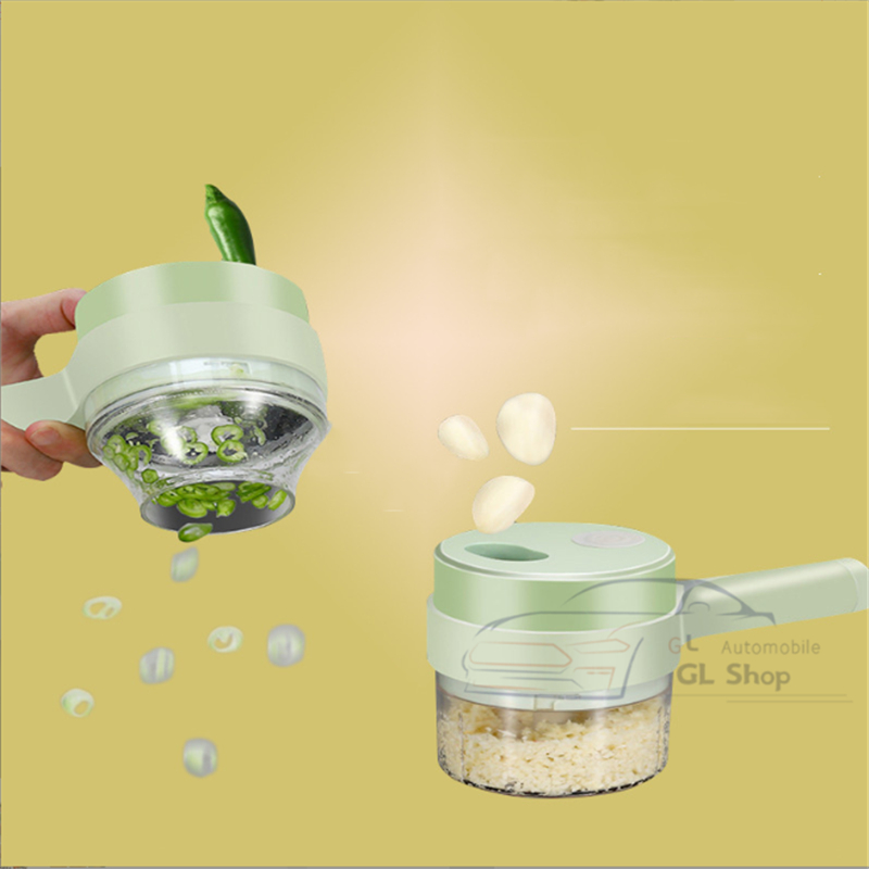 เครื่องบดผักไฟฟ้า 2in1 แบบชาร์จ USB ทนทาน โหมดตัดผัก ปั่นกระเทียมในห้องครัว ใช้ในบ้าน - รูปที่ 5