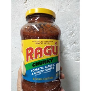 Ragu Chunky Tomato Garlic&amp;Onion Sauce ซอสราดพาสต้า รากู 680กรัม