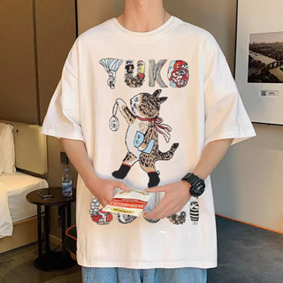 Gucci/gucci ใหม่ เสื้อยืดแขนสั้น แฟชั่นสําหรับผู้ชาย เสื้อยืดแขนสั้น คอกลม พิมพ์ลาย