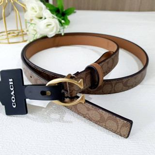 💚แท้💯 พร้อมส่ง💚เข็มขัดหญิง COACH 89402 SIGNATURE BUCKLE BELT