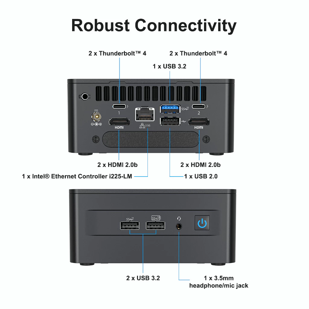 Intel NUC 12 Mini PC Kit NUC12WSHi5 (12-Core i5-1240P 16GB RAM 512GB SSD Iris XE Graphics) Windows 11 Pro Latest Desktop Computer Mini PC,2 x Thunderbolt 4, Intel nuc Wi-Fi 6E AX211 Wireless thumbnail 4
