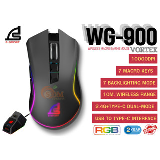 🔥โค้ดลด🔥WG-900 (มี2สี) WIRELESS MOUSE SIGNO VORTEX (มีแท่นชาร์ต/2ระบบ) 2.4G+TYPE-C (PIXART) RGB7โหมด (2Y)