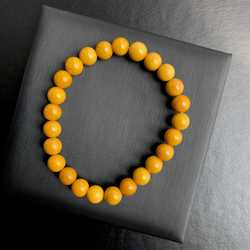 กำไลหินแท้ Yellow Mookaite Jasper (มูไคต์ แจสเปอร์ สีเหลือง) 8mm