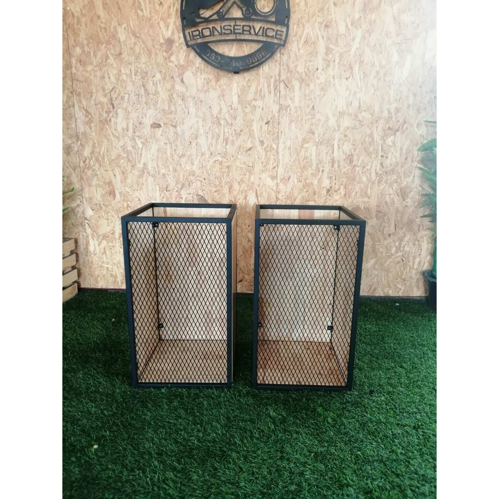 IRONSERVICE : กล่องอเนกประสงค์ "โครงเหล็กกันสนิม" ไม้แท้เคลือบเงาใส \\จัดส่งเร็ว//