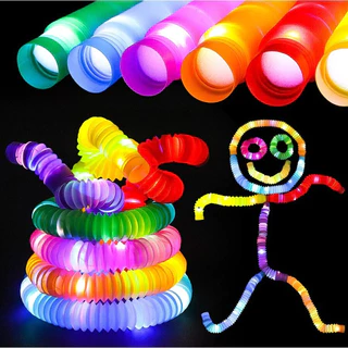 ของเล่น Pop Tube ท่อยืดหด คลายเครียด มีไฟ สําหรับเด็ก fidget pop it ท่อ ของเล่นเสริมพัฒนาการ ท่อป๊อป หลอดป๊อป