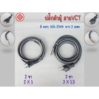 ปลั๊กตัวผู้ พร้อมสาย VCT ยาว 2เมตร สายหัวหล่อ สายหล่อปลั๊ก ปลั๊ก สายไฟพร้อมปลั๊กเสียบตัวผู้ 2ขา / 3ขา สินค้าจริง ส่งเร็ว