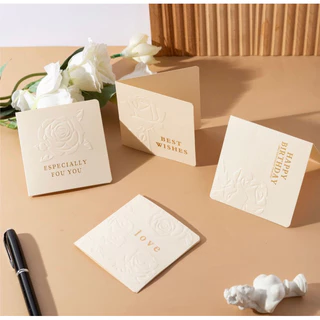 •พร้อมส่ง• มินิการ์ดบอกรัก การ์ดวันเกิด การ์ดขอบคุณ ปั๊มนูน พิมพ์ลายฟอยล์ทอง มี3สีให้เลือก