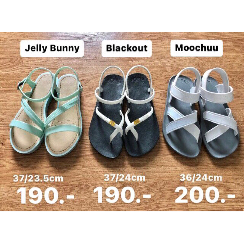 (มือสอง) รองเท้าแตะรัดส้น Jelly bunny / blackout / moochuu 23.5-24cm