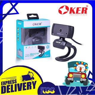 กล้องเว็บแคม กล้องคอมพิวเตอร์  Oker A367 Webcam Full HD 1080p USB กล้องโฟกัสอัตโนมัติ กล้องหมุนได้ 360 องศา เปิดบิลVat