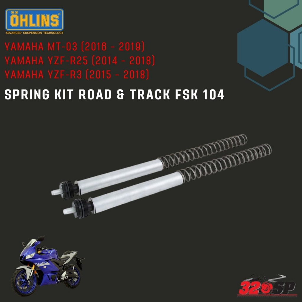 สปิงโช๊คหน้า OHLINS FSK 104 Yamaha R25 , R3 /2014-2018, MT03/2016-2019