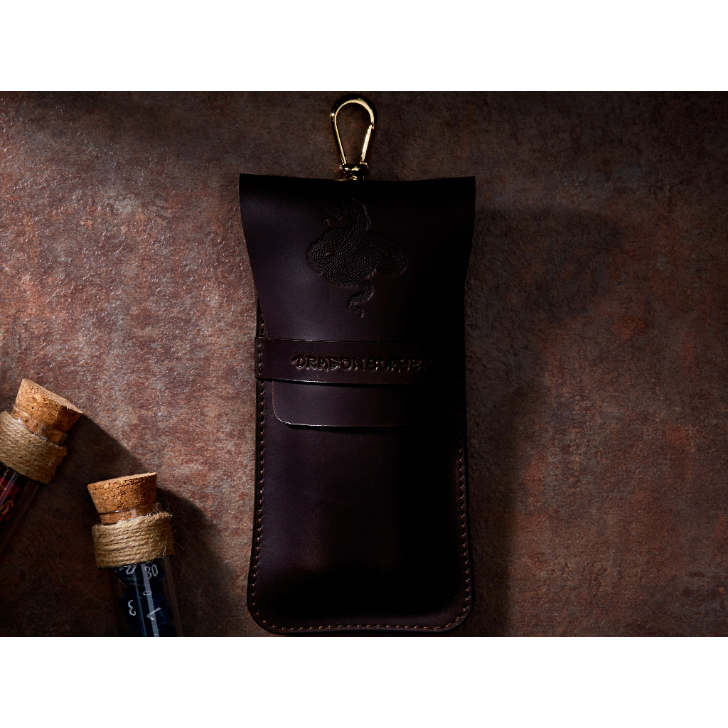 Basilisk RPG Double Potion Bag | Large Dice Bag | Brown Leather Bag With Dice Potion Flask Set | Dic