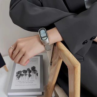 Xiaomi Mi Band 3/4 Mi Band 7 สายโลหะสแตนเลส Xiaomi Mi Band 8/9/10 สายหัวเข็มขัดสแตนเลส