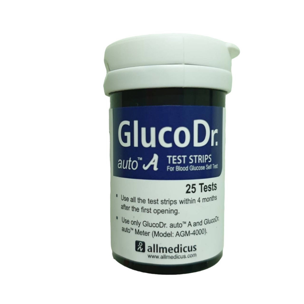 แผ่นตรวจน้ำตาล Gluco dr. 25 แผ่น บรรจุ 1 ขวด แบ่งขาย