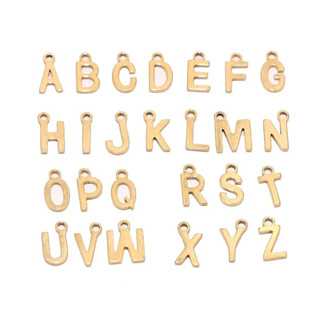 Tiny Alphabet A-Z add clip-on charm (เฉพาะจี้) จี้อักษร สแตนเลส