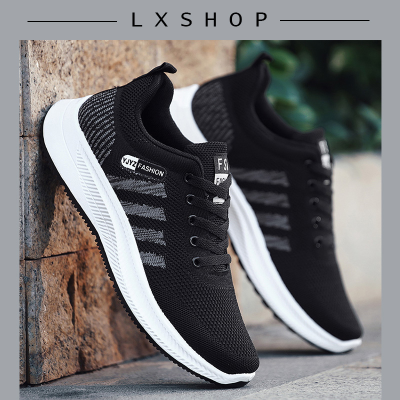 LxShop รองเท้าผู้ชาย ากีฬาชาย ดีเทลดีงามมาก🎉สีดำสลับสี มี 2แบบให้เลือกด้านข้างแต่งขีด🌟 รีบซื้อเลย