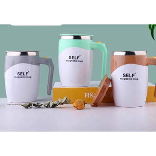 Auto Stirring Mug แก้วชงอัตโนมัติกาแฟอเนกประสงค์ ใส่ถ่าน มีหูจับ สแตนเลส304