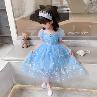 พร้อมส่ง❄️ชุดเจ้าหญิงเด็กผู้หญิง เอลซ่า ซินเดอเรล่า คอสเพลย์ ชุดออกงานเด็กผู้หญิง สีฟ้า ฟูฟ่อง เลื่อม ชุดแฟนซีเด็กผู้ 3-10 ขวบ