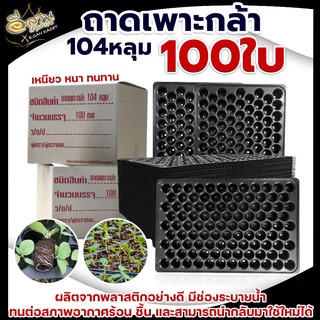 (ยกลัง100ใบ) ถาดเพาะกล้า104หลุม ถาดเพาะกล้า หนา ทนทาน ใช้เพาะปลูกได้หลายรุ่น เพาะต้นกล้า ถาดเพาะกล้า