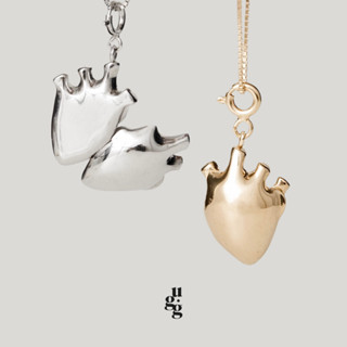 U.GO.GIRLS — UGG 🫀Pumps the Blood : functional necklace — สร้อยคอล็อกเก็ตหัวใจ ถอดจี้ได้ รูดปรับความยาวได้ (เงินแท้)