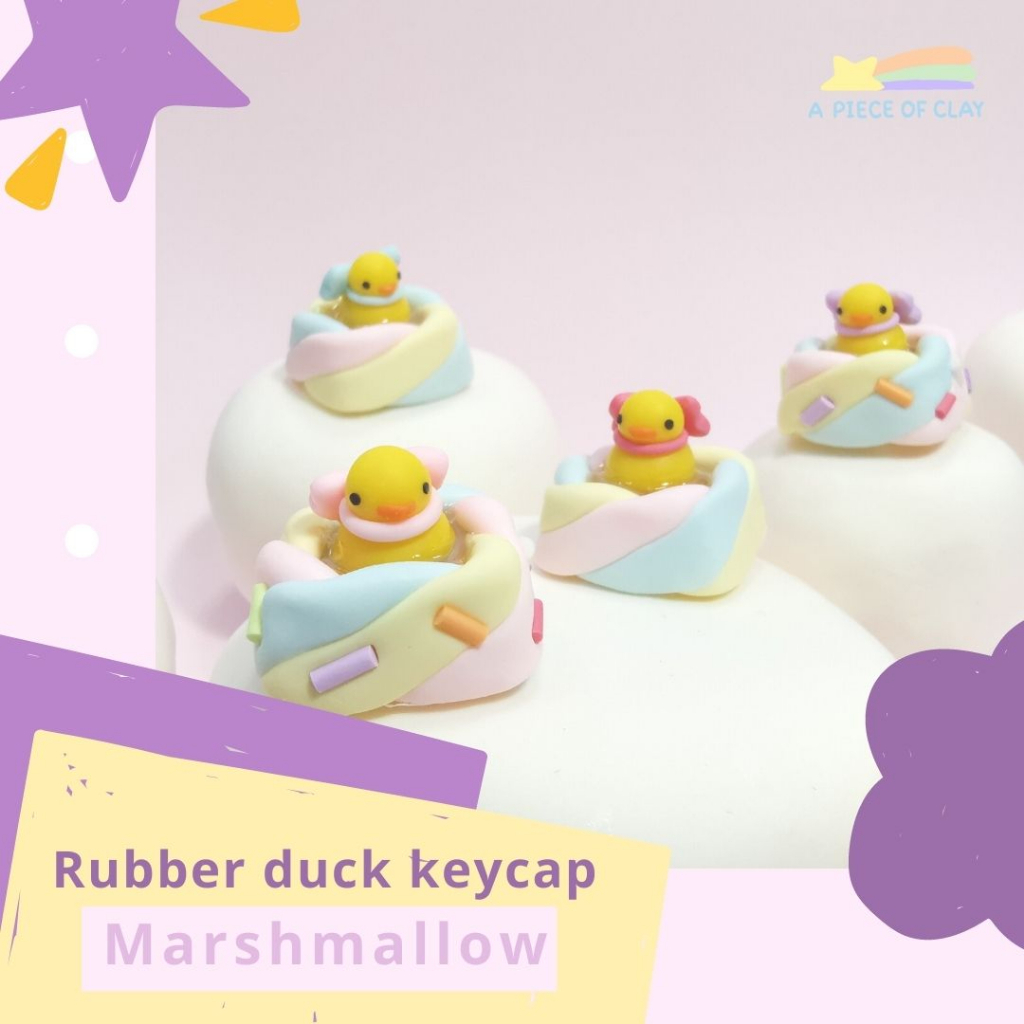 Marshmallow Rubber duck keycap handemade