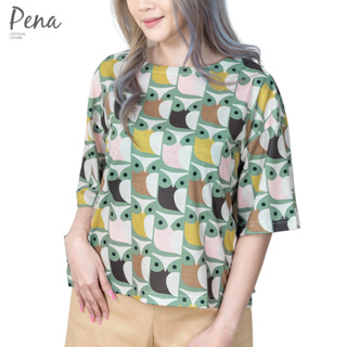 Pena เสื้อยืดคอกลมทรงครอป ผ้าพิมพ์ลาย  รุ่น PSTS062201