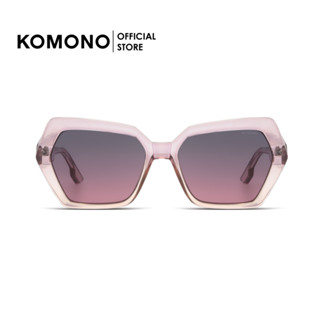 KOMONO Poly Blush แว่นตากันแดดห้าเหลี่ยม oversized สีชมพูใส่ เลนส์ไล่ กันแสง UV