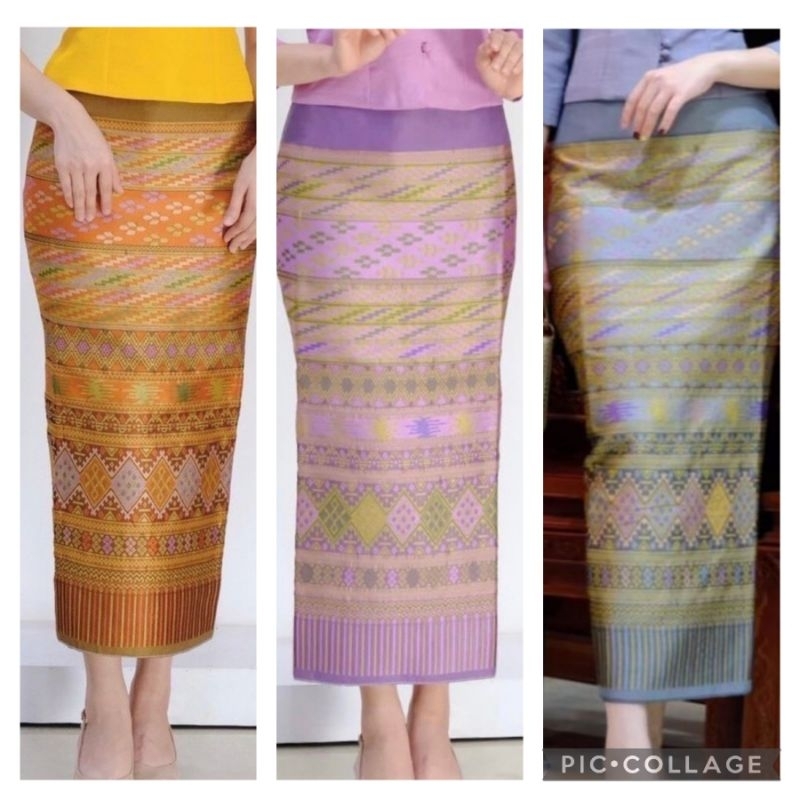 💯กระโปรง​-ผ้าถุงทออัดกาวเย็บหัวสำเร็จ​ เอว​ 24-44/มีเก็บปลายทาง​