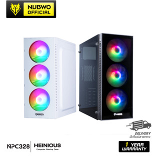 Nubwo NPC-328  เคสคอมพิวเตอร์ รองรับ Mini-ITX / MICRO-ATX / ATX มาพร้อมพัดลมไฟ RGB 3 ตัว รับประกัน 1 ปี