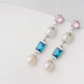 AR-Kang Collection***ต่างหูWhite Pearl, Swiss Blue-Cz , Pink-Cz(เงินแท้92.5%)