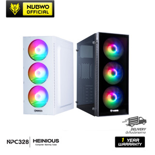 [ของแท้][สินค้าประกันศูนย์ 1 ปี] Nubwo  เคสคอมพิวเตอร์ HEINIOUS NPC328 COMPUTER GAMING CASE Black/White ฟรีพัดลมเคส 3 ตัว