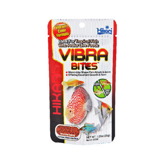 Hikari Tropical Vibra Bites 73g อาหารปลาปอมปาดัวร์ เทวดา หมอแคระ อาหารปลากินเนื้อ เม็ดแท่งรูปหนอน ชนิดเม็ดจมช้า