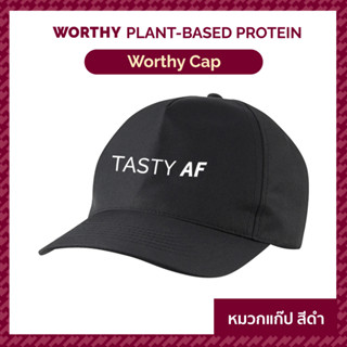 Worthy Cap หมวกสีดำ ปักลายโลโก้ Tasty AF Free Size ใส่ได้ทุกโอกาส ใส่ออกกำลังกาย หรือใส่เป็นแฟชั่น