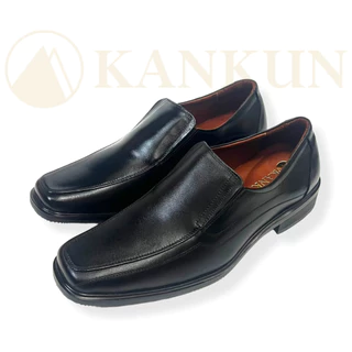 KANKUN รองเท้าคัทชูผู้ชาย หนังแท้ เกรดพรีเมี่ยม loafer dual super soft พื้นนุ่มพิเศษ สีดำ ทรงสวยใส่ออกงานต่างๆ งานแต่ง