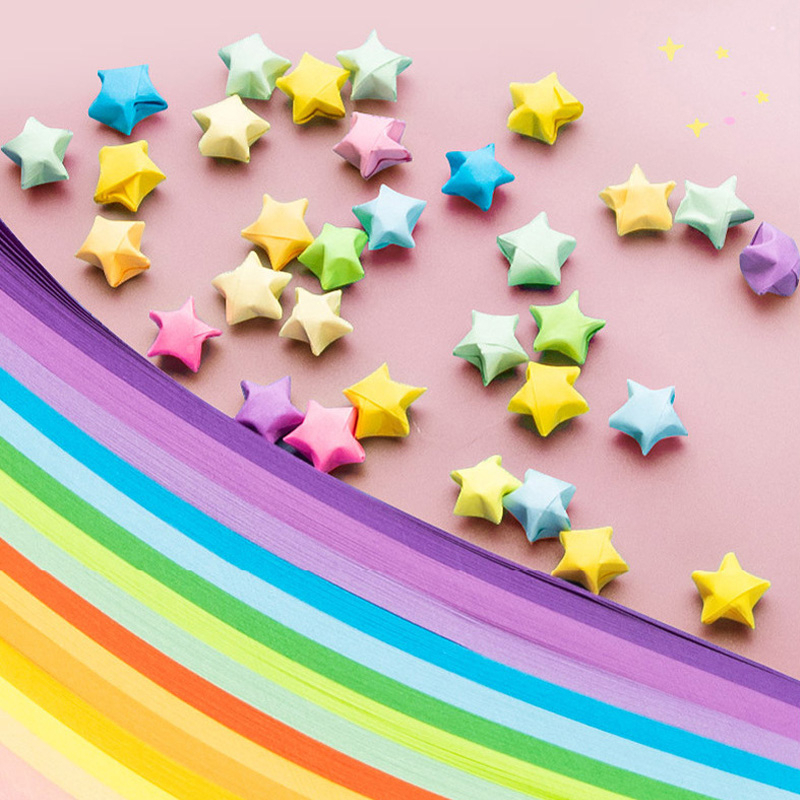 ✨จัดส ่ งรวดเร ็ ว สต ็ อกไทย✨ Origami ดาว Origami กระดาษ 540 แผ ่ นพาสเทล Luminous Glitter เรืองแสง