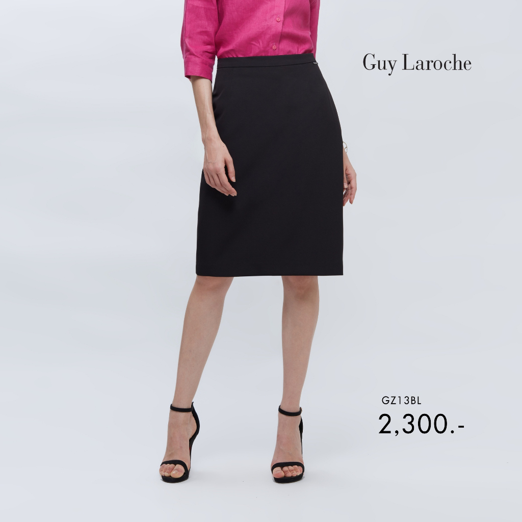 GUYLAROCHE กระโปรงทรงแคบ ทำงานสีดำสั้น GZ13BL