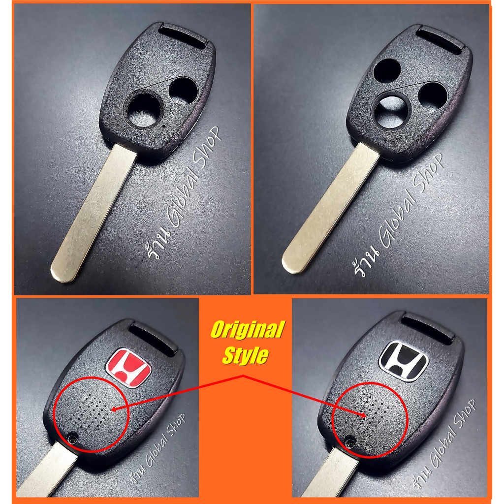 กรอบกุญแจ Honda Original Style 2 / 3 ปุ่ม พร้อมโลโก้ ฮอนด้า (รุ่นปั้มดอกใหม่และรุ่นถอดดอกได้)