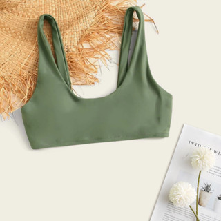 บิกินี่ บราว่ายน้ำ สีเขียว olive green *มีแค่บรานะคะ* Size M