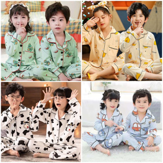 2.2🐰Janylucy 🐰🐻ชุดนอนเด็กลายการ์ตูน ผ้าคอดตอลผสม ใส่ได้ 3-12…