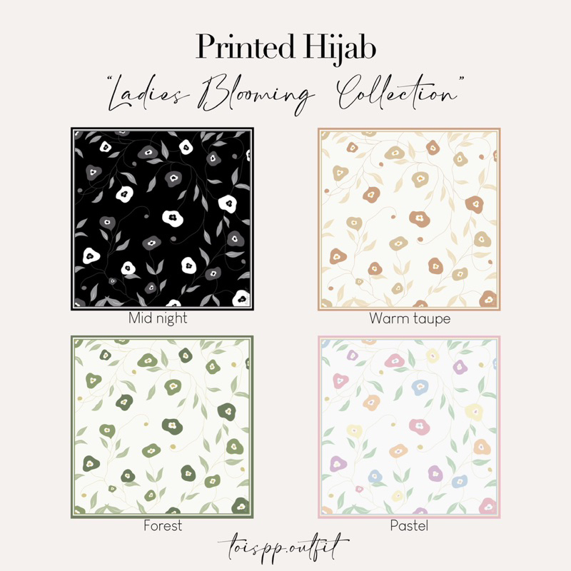 Printed Hijab in Ladies Blooming Collection🍃🌷ฮิญาบปริ๊น ลายวาดของทางร้าน เนื้อผ้า Premium matte silk nano)