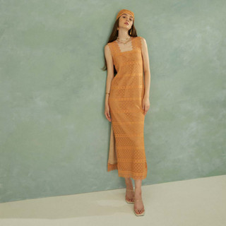 NEW !! Perana ชุดเดรสลูกไม้ NINA Dress ( สีส้ม Orange )