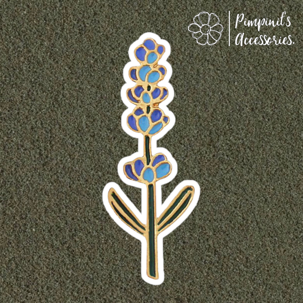 ร้านในไทยพร้อมส่ง : เข็มกลัดลายกิ่งดอกลาเวนเดอร์ | Lavender Flower Branch Enamel Brooch Pin.