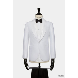 DGRIE Play – White Tuxedo Satin Lapel Jacket-แจ็คเก็ตทักซิโด้สีขาว