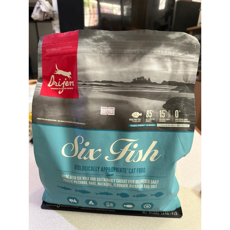 Origen Six Fish อาหารแมวสูตรปลา สำหรับแมว 1 ปีขึ้นไป 1.8 กิโลกรัม