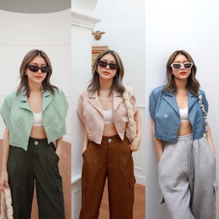 New!! Cropped mini blazer🥨(390฿ฟรีส่ง) เสื้อครอปเบลเซอร์ตัวสั้น ตัวเสื้อมีซับใน งานดี ทรงสวยมากๆค่า แต่งแขนเฉียง glam