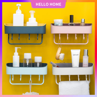 💖HELLO HOME💖พร้อมส่งทุกวั🚀：ชั้นแขวนผนังห้องน้ำที่ปราศจากการเจาะห้องน้ำห้องครัวที่เก็บวัสดุและออแกไนเซอร์