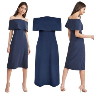 NX : Navy Bardot Dress ( เดรสเปิดไหล่สีกรม )