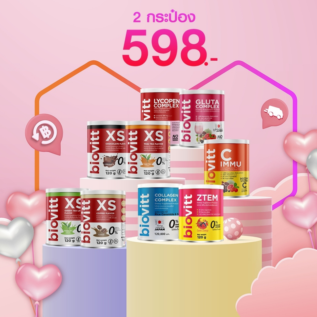 [2 กระป๋อง]คละรสได้ Biovitt XS (รสชาไทย/รสช็อก/รสชาเขียว/รสกาแฟ) อร่อย แคลน้อย แบบชงดื่มแทนน้ำหวาน