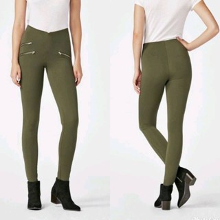 NX : Olive Zip Detail Ponte Leggings สีเขียวมะกอก