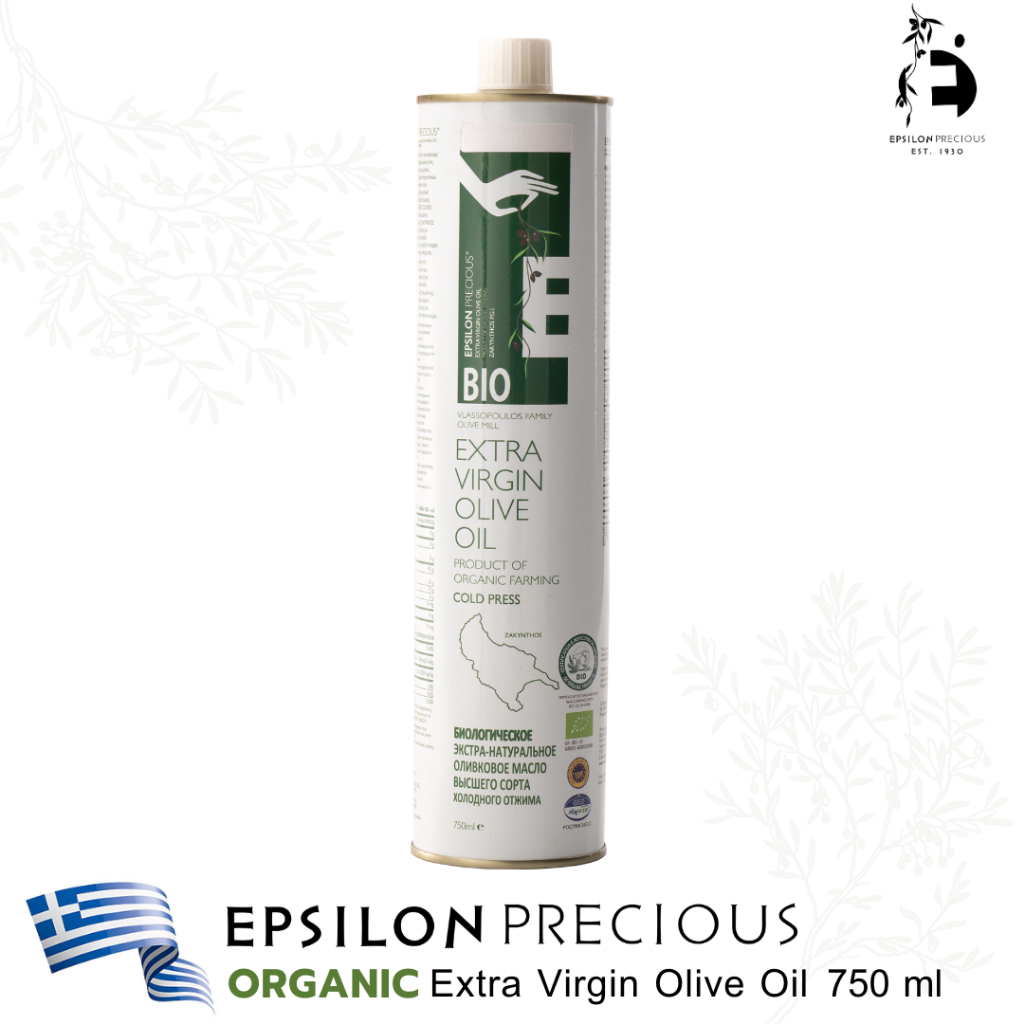 Epsilon Precious ORGANIC Extra Virgin Olive Oil 750ml - Tin น้ำมันมะกอกบริสุทธิ์พิเศษ ออแกนิค