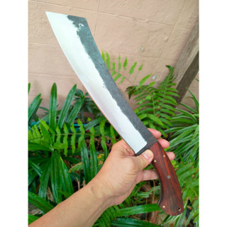 มีดแรมโบ้ (Rambo knife) มีดแคมป์ มีดมาเชเต้ มีดทำสวน มีดเดินป่า 11.7” Sup9 fulltank ผิวไฟ ด้ามไม้พะยูง หมุดโมเสค